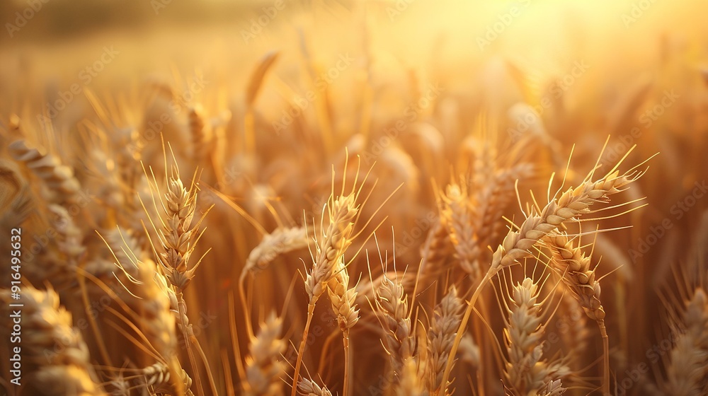 A golden wheat field, with the background blurred, creates an atmosphere reminiscent of autumn harvest season and natural beauty. A golden wheat field, with the background blurred, creates an atmosphere reminiscent of autumn harvest season and natural beauty.