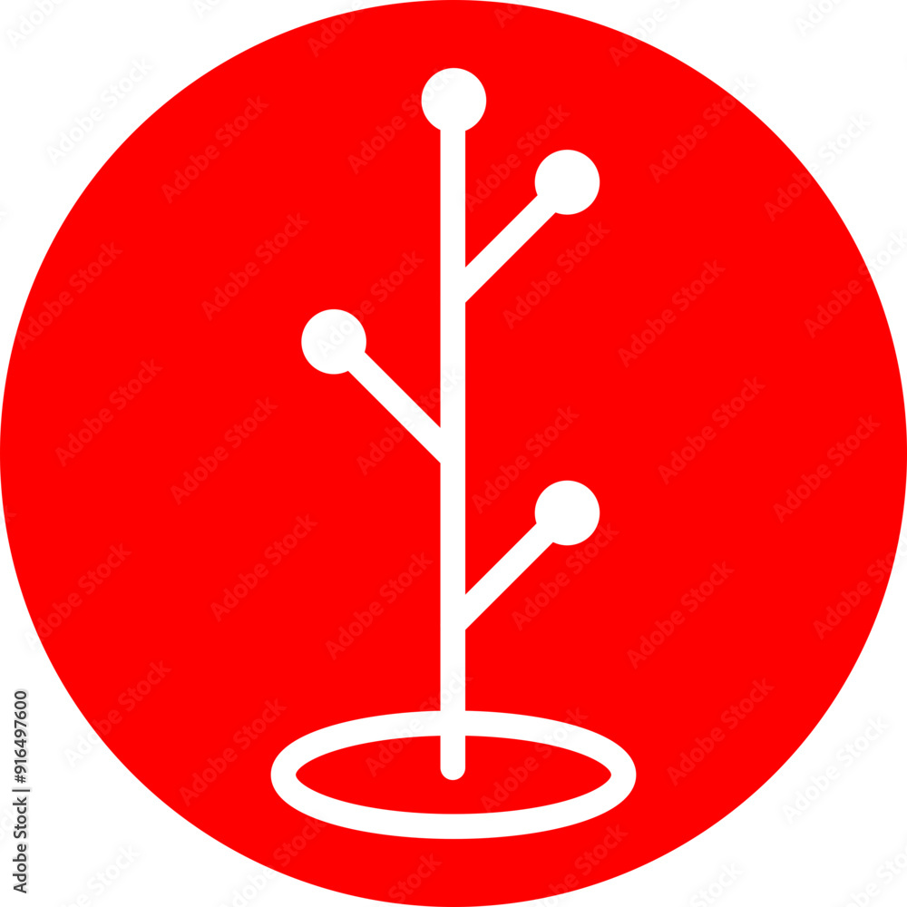Coat Rack Vector Line White Circle Red Coat Rack Vector Line White Circle Red