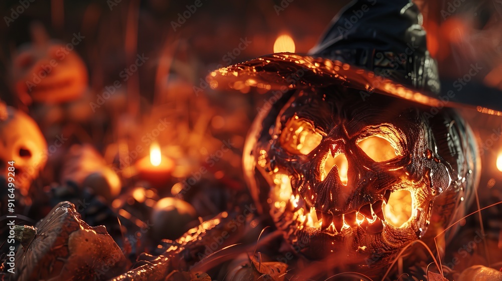 Scary Spooky Halloween Season Monster Skull and Crossbones Scary Spooky Halloween Season Monster Skull and Crossbones