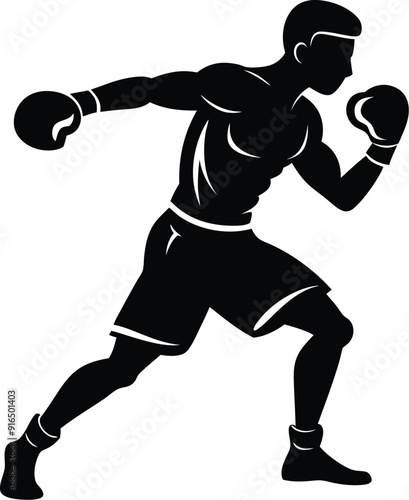 Vector silhouette of a boxer sports person flat cutout icon