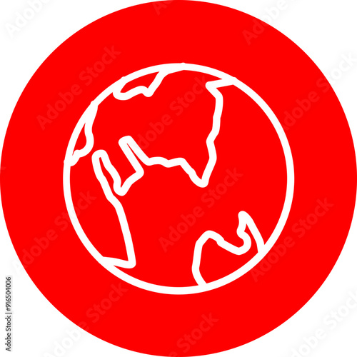 Earth Vector Line White Circle Red