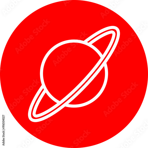 Uranus Vector Line White Circle Red