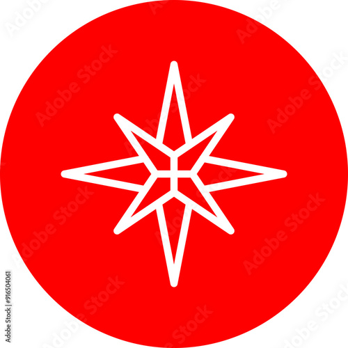 North Star Vector Line White Circle Red