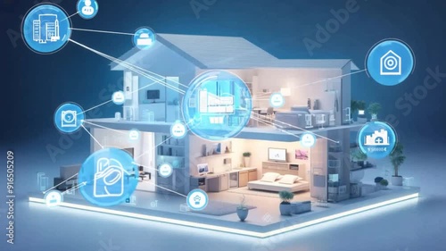 Smart home technology is applied in the living environment. By reliably controlling and managing home devices through automation and security systems. photo