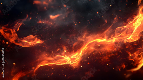 Realistic fire and flames on black wallpaper background