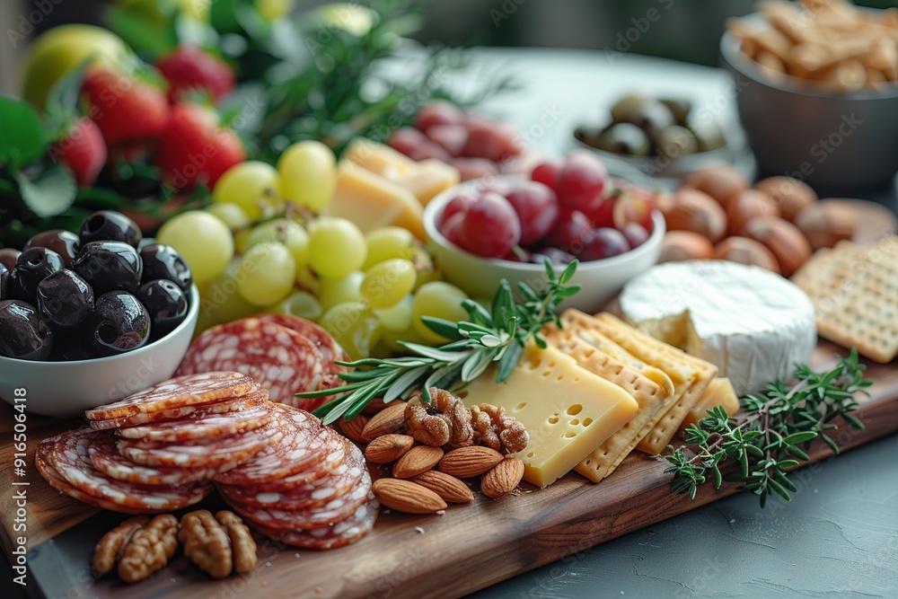 Appetizer Platter with Salami, Cheese, and Grapes Appetizer Platter with Salami, Cheese, and Grapes