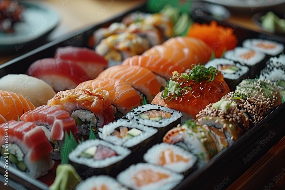 Sushi Platter with Salmon, Tuna and Avocado Sushi Platter with Salmon, Tuna and Avocado