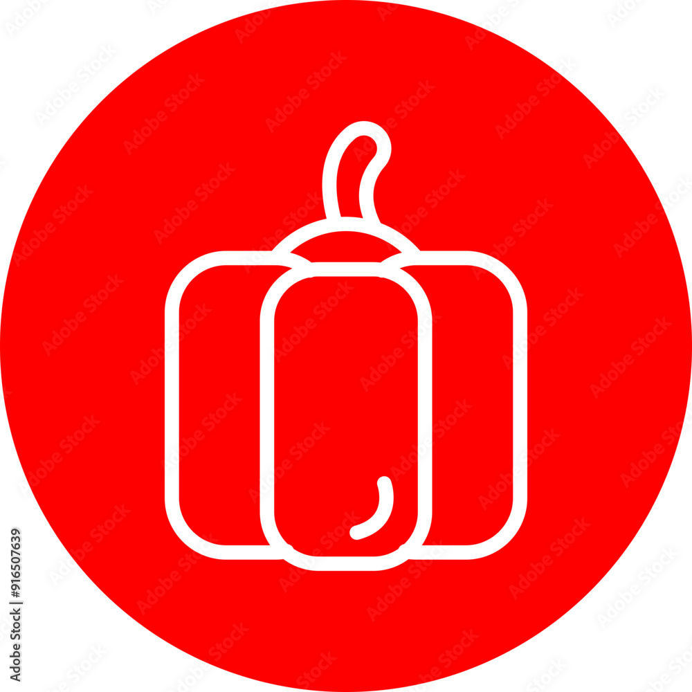 Capsicum Vector Line White Circle Red Capsicum Vector Line White Circle Red