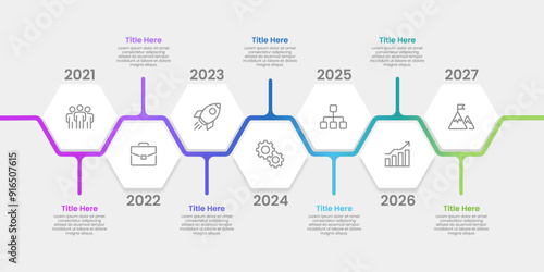 Business Infographic Timeline. 7 Steps to Business Operation Plan for Success. Presentation, Milestone, Marketing, and Annual Report. Vector illustration.
