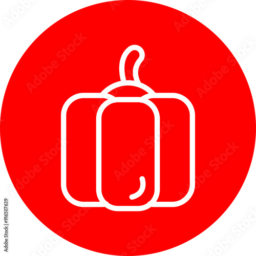 Capsicum Vector Line White Circle Red