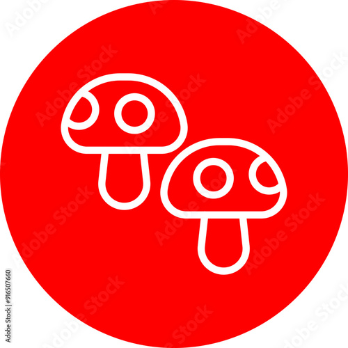 Mushroom Vector Line White Circle Red