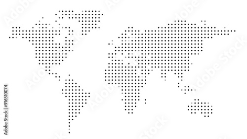 World map made of black dots illustration, vector