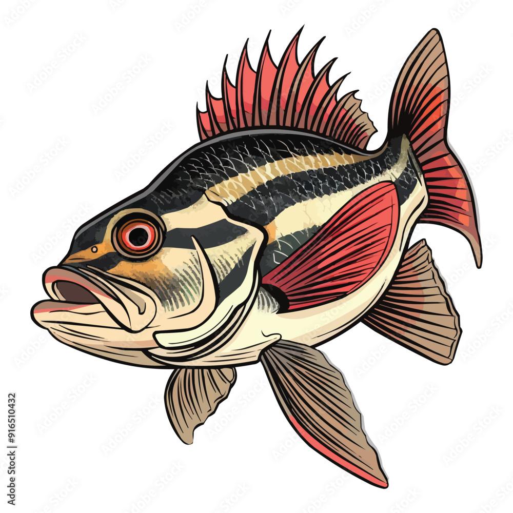 happy cartoon Striped bass fish vector happy cartoon Striped bass fish vector