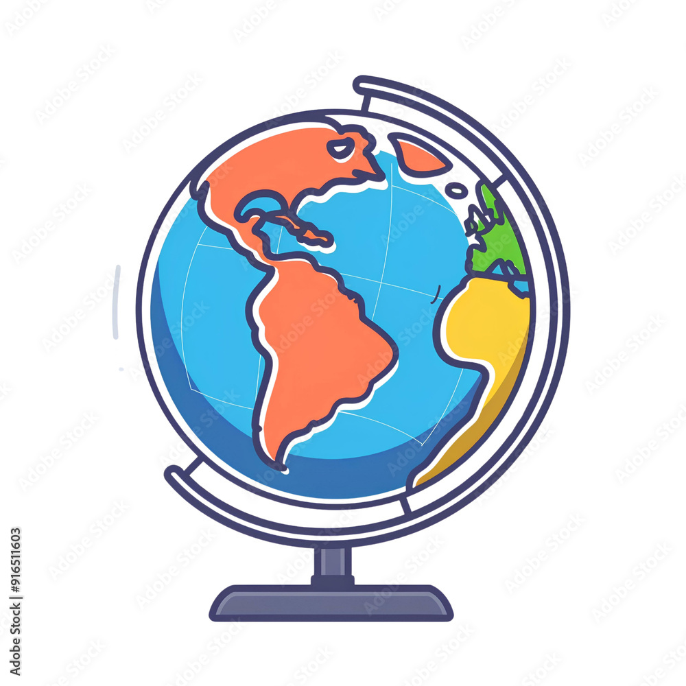 globe on a transparent background in the simple line and flat design style globe on a transparent background in the simple line and flat design style