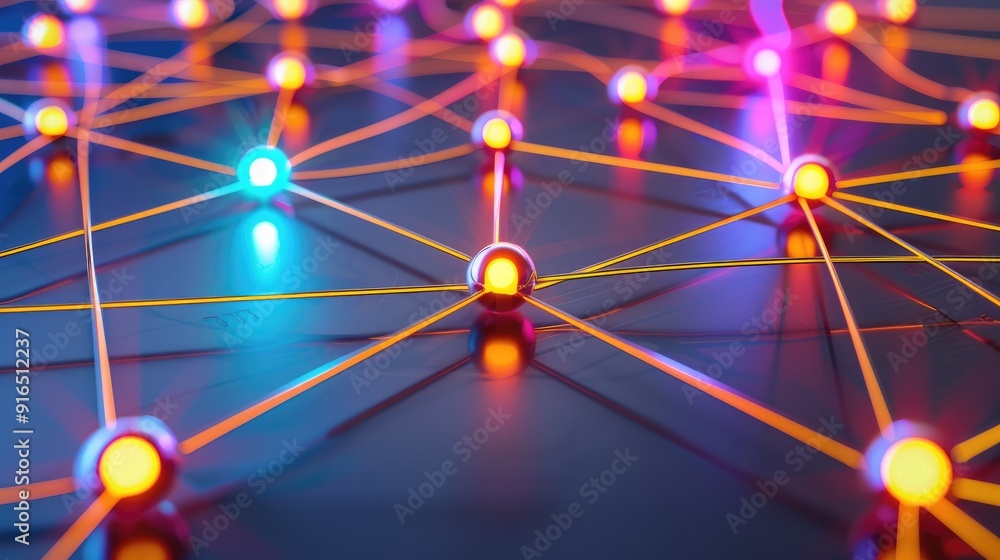 Conceptual art of a business network with glowing nodes and connections Conceptual art of a business network with glowing nodes and connections
