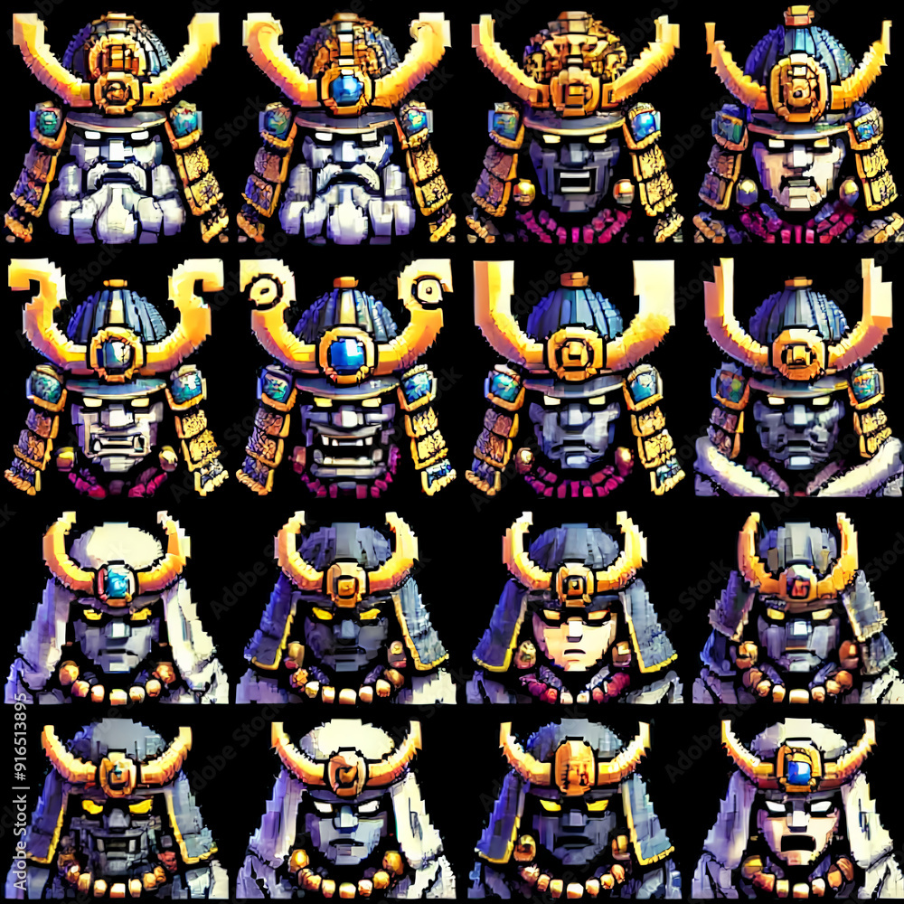Pixel art sprite sheet of Nio guardians for RPG Stock Illustration ...