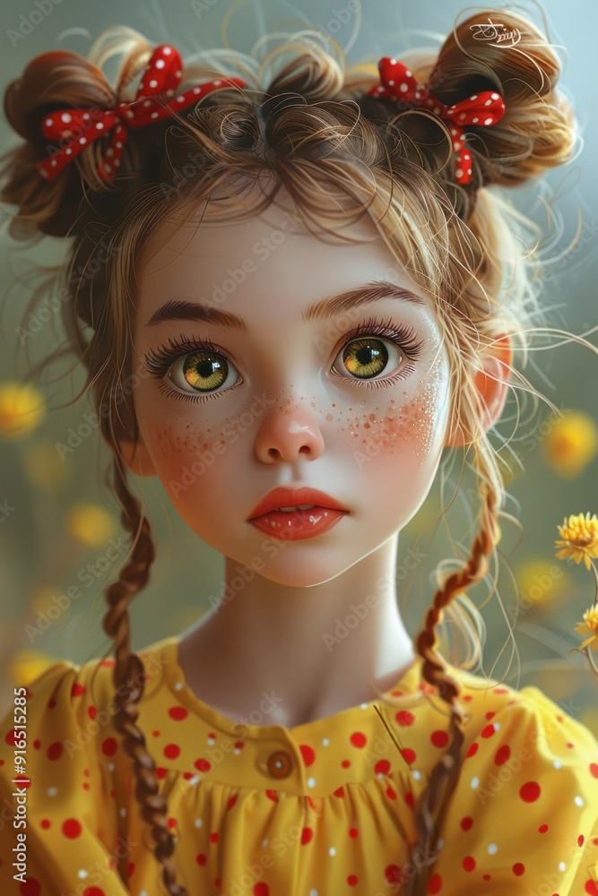 3d illustration cartoon of a cute young girl in the garden 3d illustration cartoon of a cute young girl in the garden