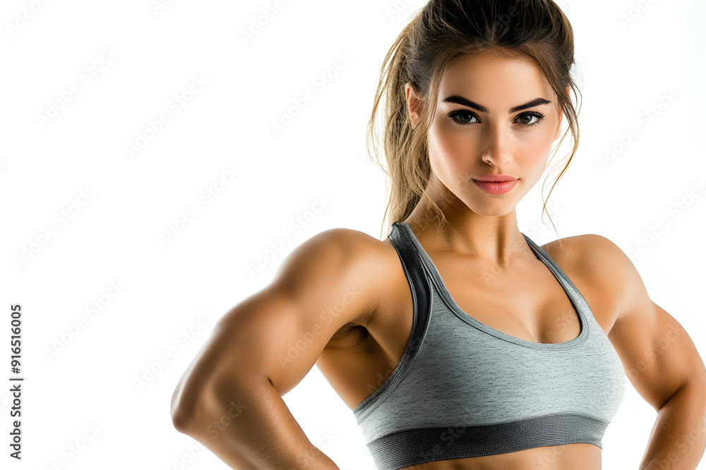 Portrait of Pretty Young Fitness Woman Posing in Sportswear, on a white background Portrait of Pretty Young Fitness Woman Posing in Sportswear, on a white background