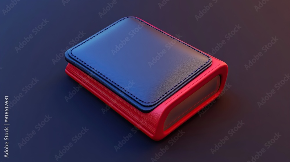 Red and blue leather case on dark background. Red and blue leather case on dark background.
