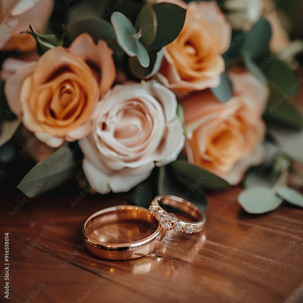 Romantic Gold Wedding Rings.
Close-Up of Gold Wedding Rings Romantic Gold Wedding Rings.
Close-Up of Gold Wedding Rings