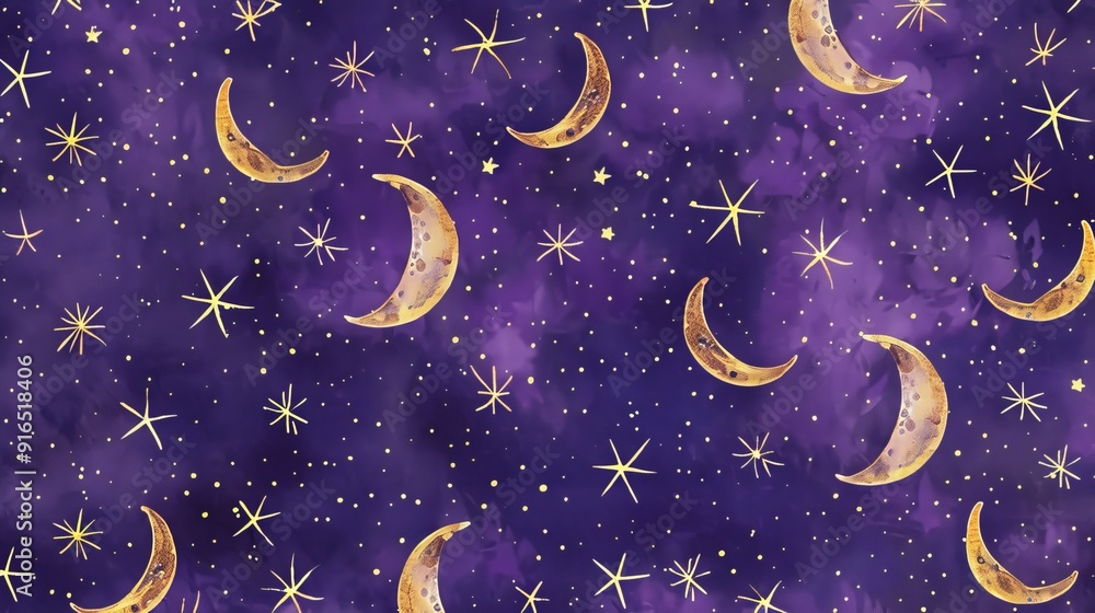 Purple Backdrop with Star and Moon Patterns Purple Backdrop with Star and Moon Patterns