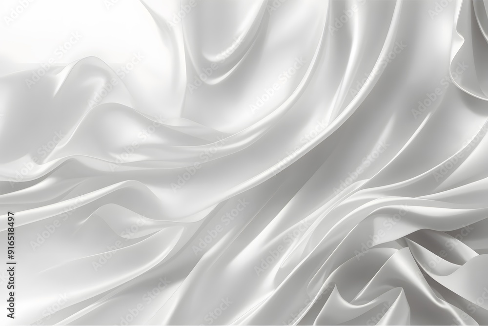 Fototapeta premium Beautiful smooth elegant wavy white satin silk luxury cloth fabric texture, abstract background design. Copy space. Wedding, engagement concept. 