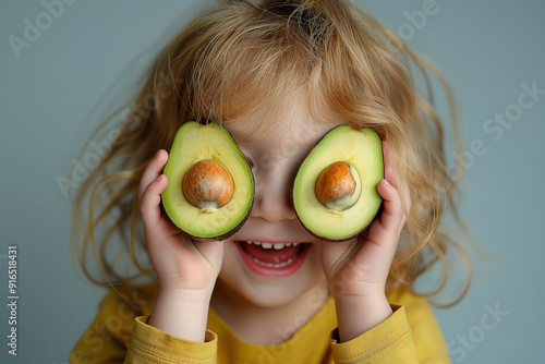 Excited child girl covering...