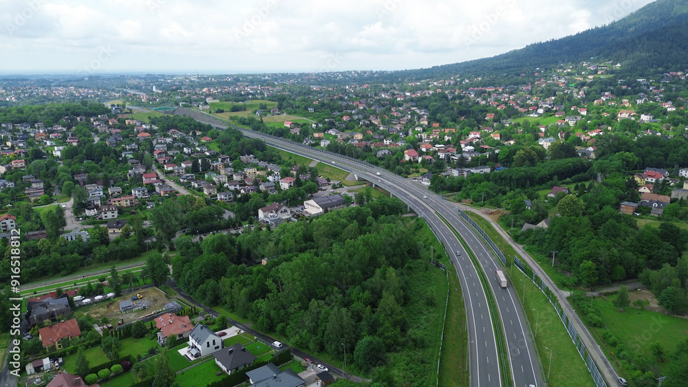 Bielsko-Biala with Houses and Trees Aerial View Bielsko-Biala with Houses and Trees Aerial View