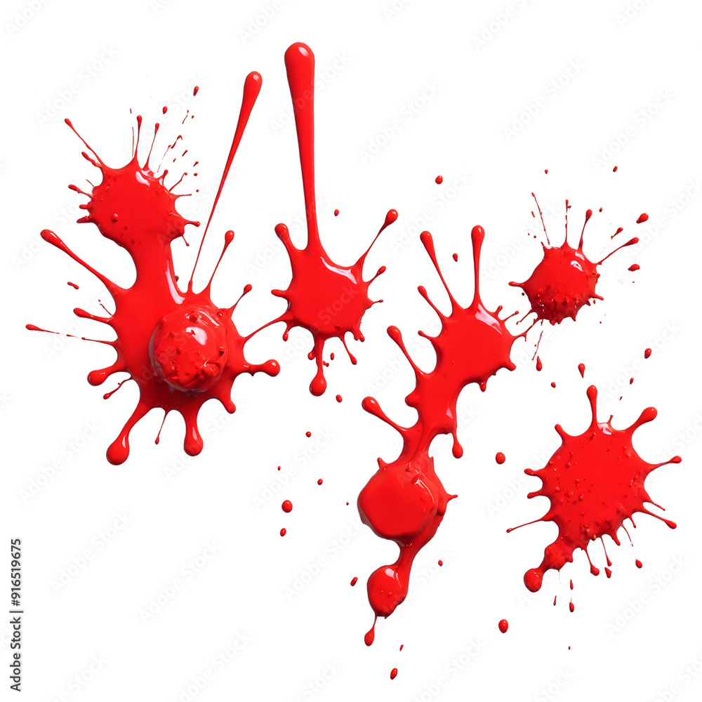 Red Ink High-resolution image of a set of 3D red ink splatters, isolated on a ...