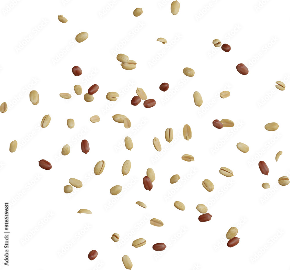 Obraz premium falling peeled peanuts