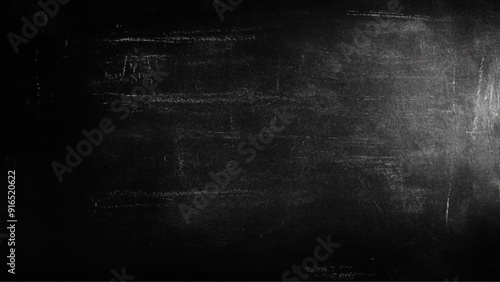 Blank wide screen Real chalkboard background texture in college concept for back to school panoramic wallpaper for black text draw graphic.  Black wall slate texture rough concrete 