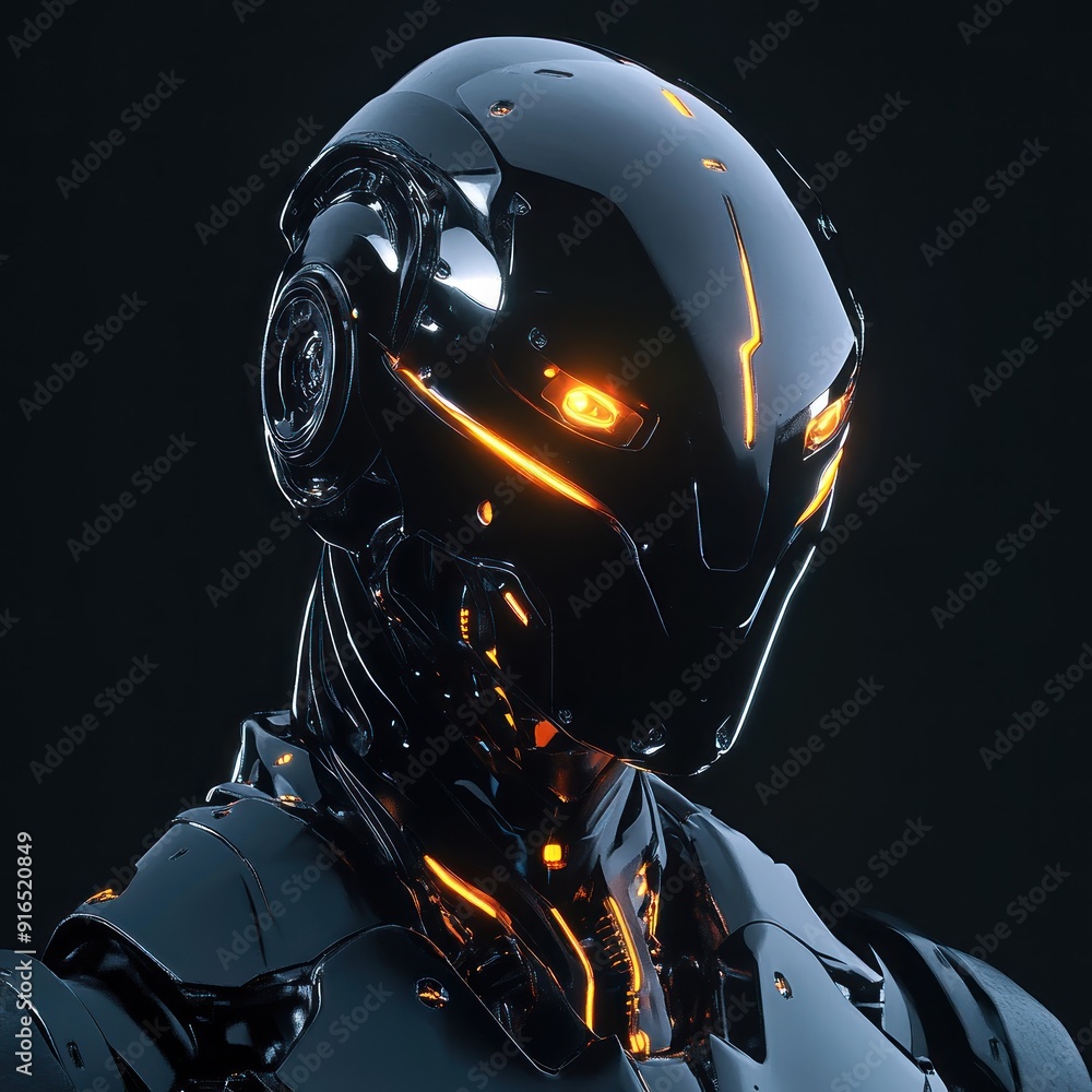 A futuristic robot design, sleek and minimalist, with glowing eyes By Generated AI