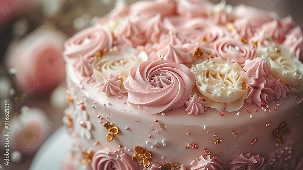 Delicate Pink Cake with Whimsical Frosting Delicate Pink Cake with Whimsical Frosting