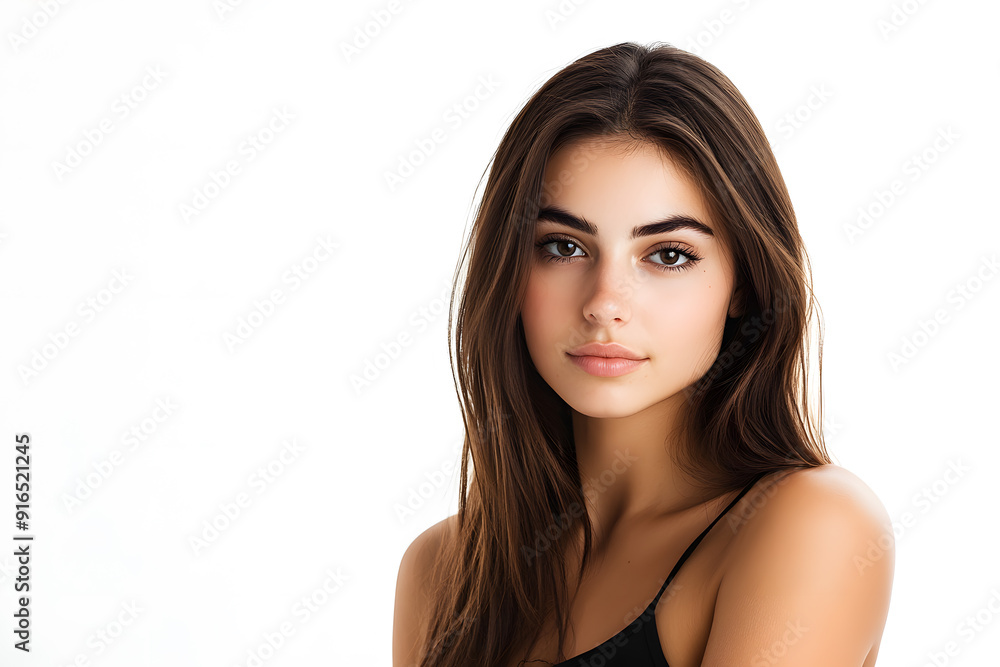 Beautiful young woman with clean fresh skin on white background. Face care, Facial treatment concept Beautiful young woman with clean fresh skin on white background. Face care, Facial treatment concept