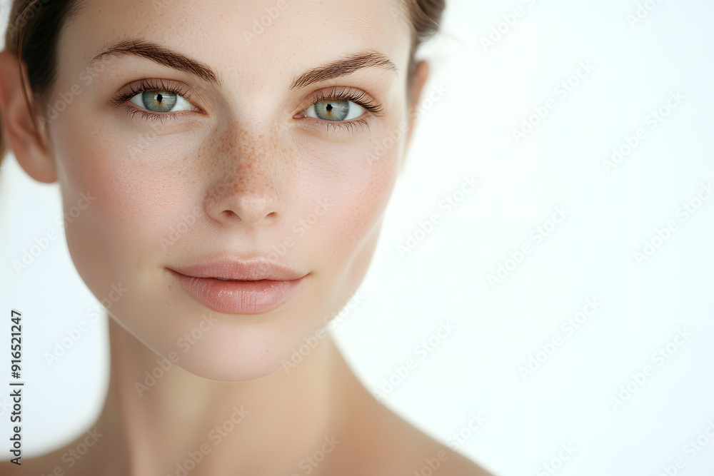 Beautiful young woman with clean fresh skin on white background. Face care, Facial treatment concept Beautiful young woman with clean fresh skin on white background. Face care, Facial treatment concept