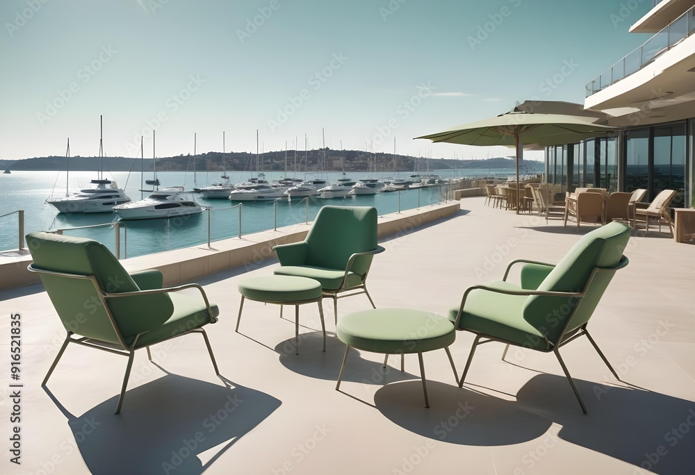 A table with chairs and a table with a view of mountains and the sun A table with chairs and a table with a view of mountains and the sun