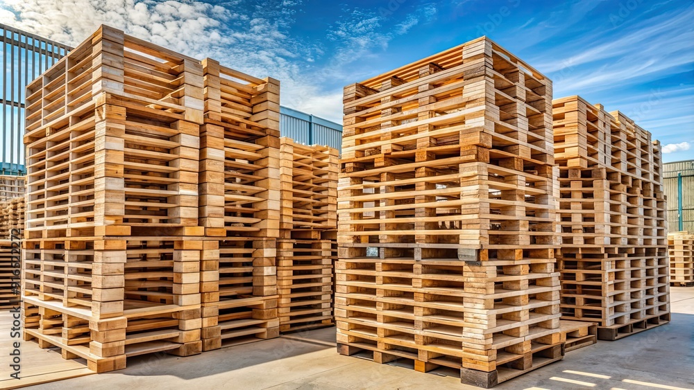 Stack of wooden pallets in industrial pallet yard logistics pallet, wooden, pallets, stack, industrial Stack of wooden pallets in industrial pallet yard logistics pallet, wooden, pallets, stack, industrial