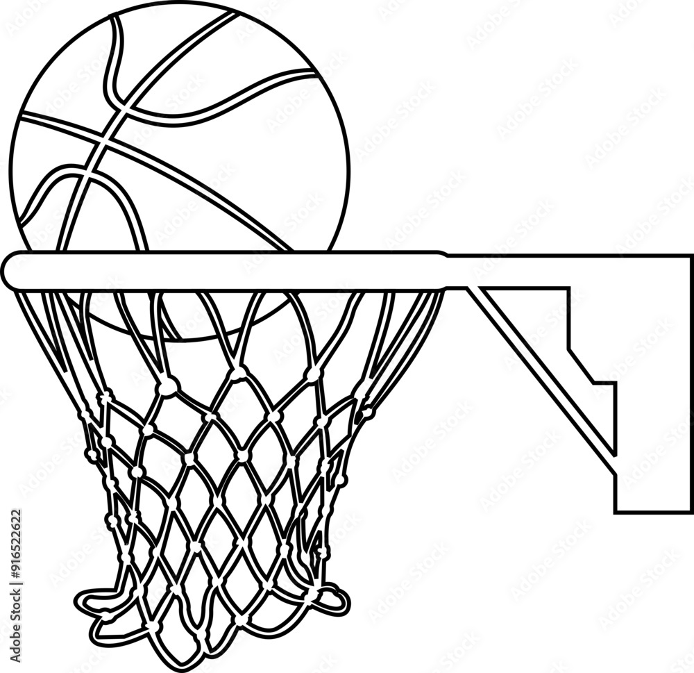 Basketball And Hoop Net Outline Basketball And Hoop Net Outline