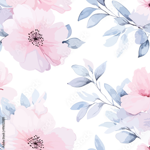 Sweet flower watercolor seamless pattern.soft pastel colors watercolor seamless pattern for beauty products or other. 