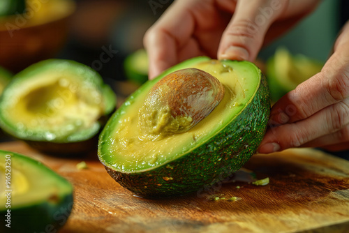 Putting avacado in a salad