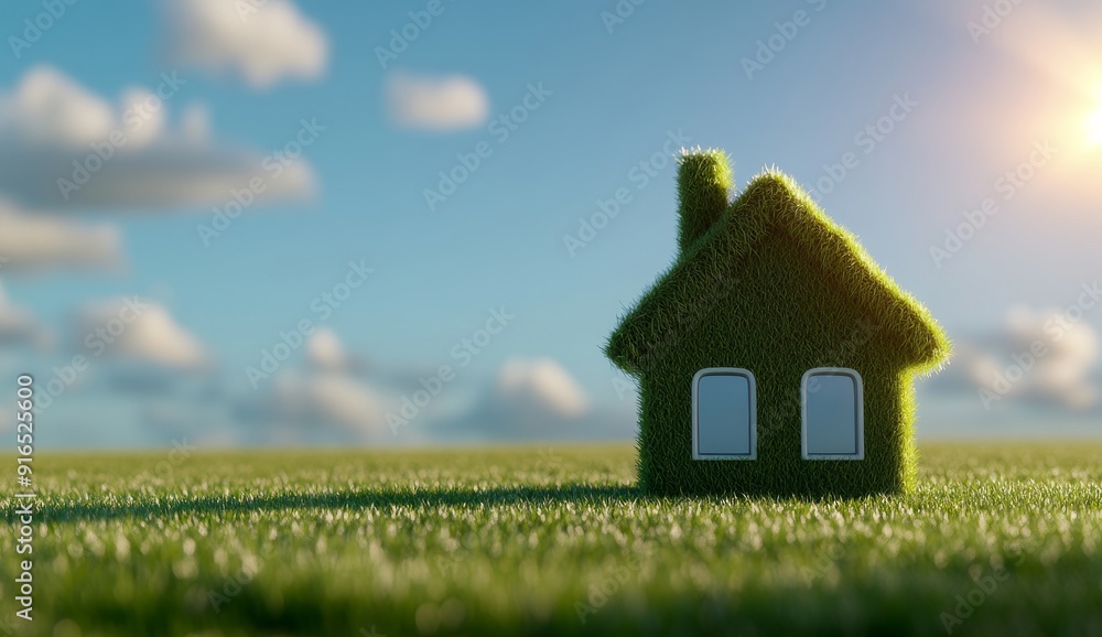 Green House Made of Grass on Lawn with Bright Sunlight Green House Made of Grass on Lawn with Bright Sunlight