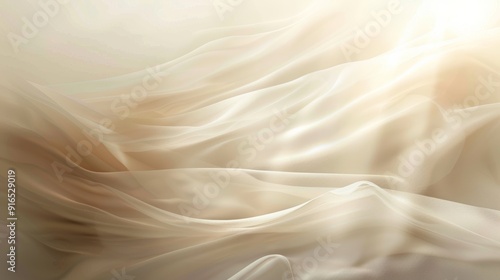 A serene image of smooth, flowing silk fabric in creamy beige tones, forming soft waves and folds, ideal for elegant and minimalist designs. photo