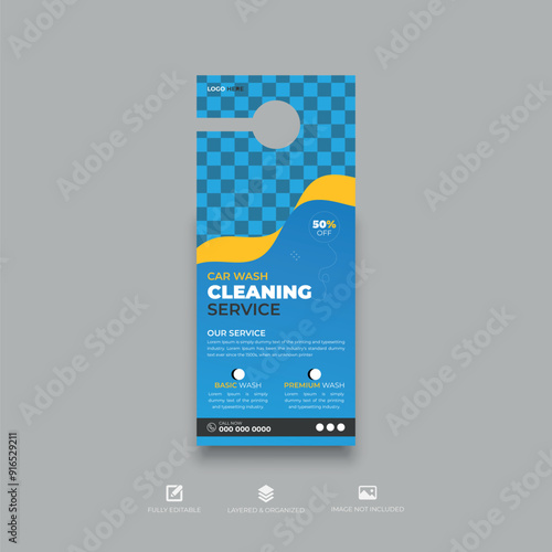 Vector door hanger car washing services design template