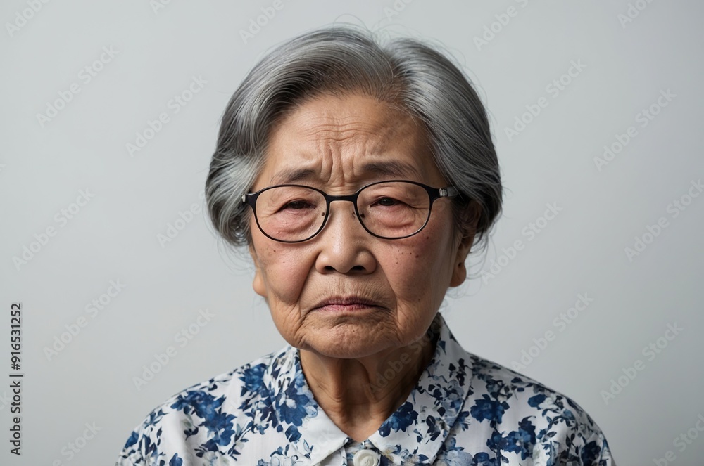 asian grandma sadness, white solid background
asian grandma sadness, white solid background