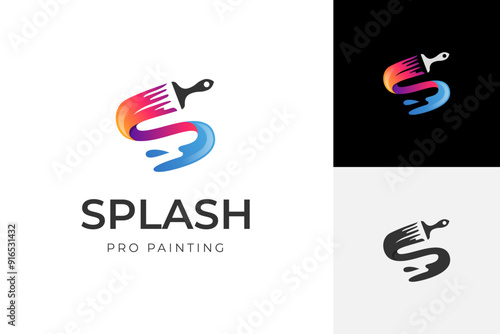 Color splash paint logo design for Painting Services Vector Logo Template