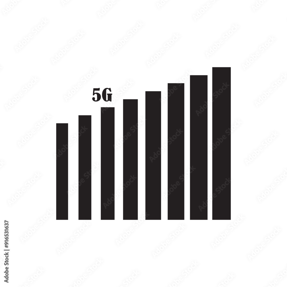 5G signal icon bars. Network mobile wireless 5g symbol 5G signal icon bars. Network mobile wireless 5g symbol