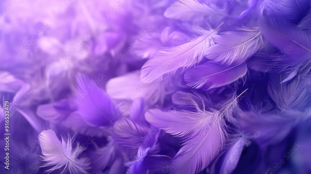 Purple color close up feather background. AI generation. Purple color close up feather background. AI generation.