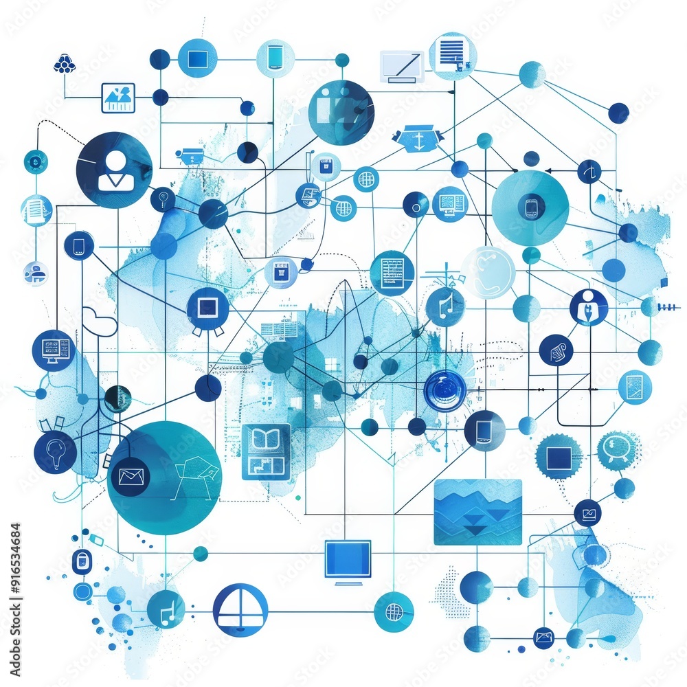 multiple transactions at a time, business illustration on white background in blue colors multiple transactions at a time, business illustration on white background in blue colors
