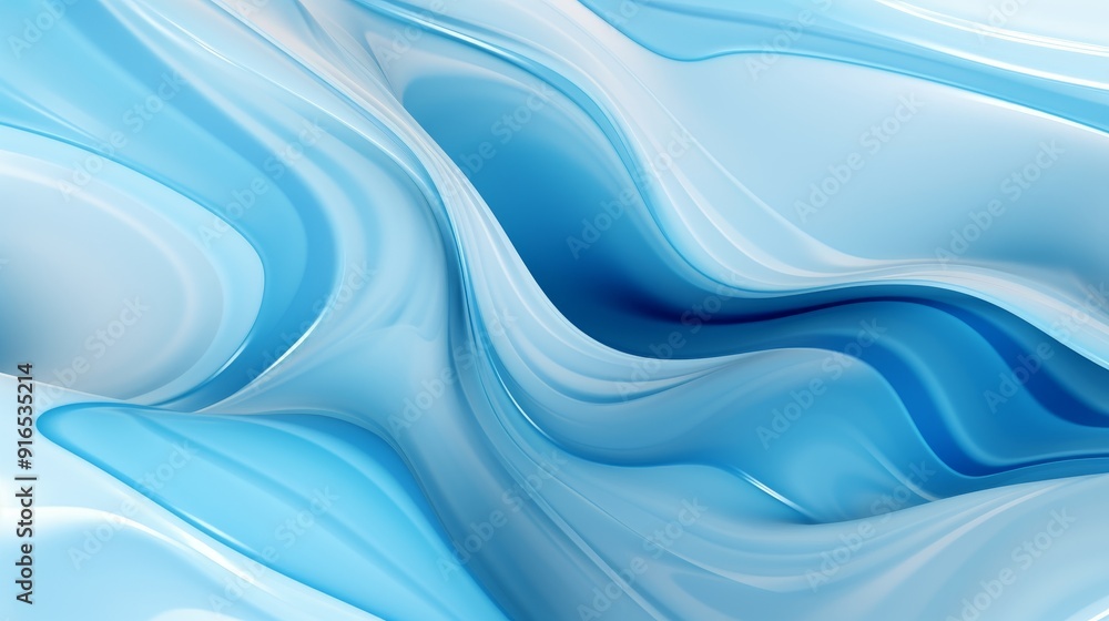 Fototapeta premium blue Wavy Glass Shapes Background