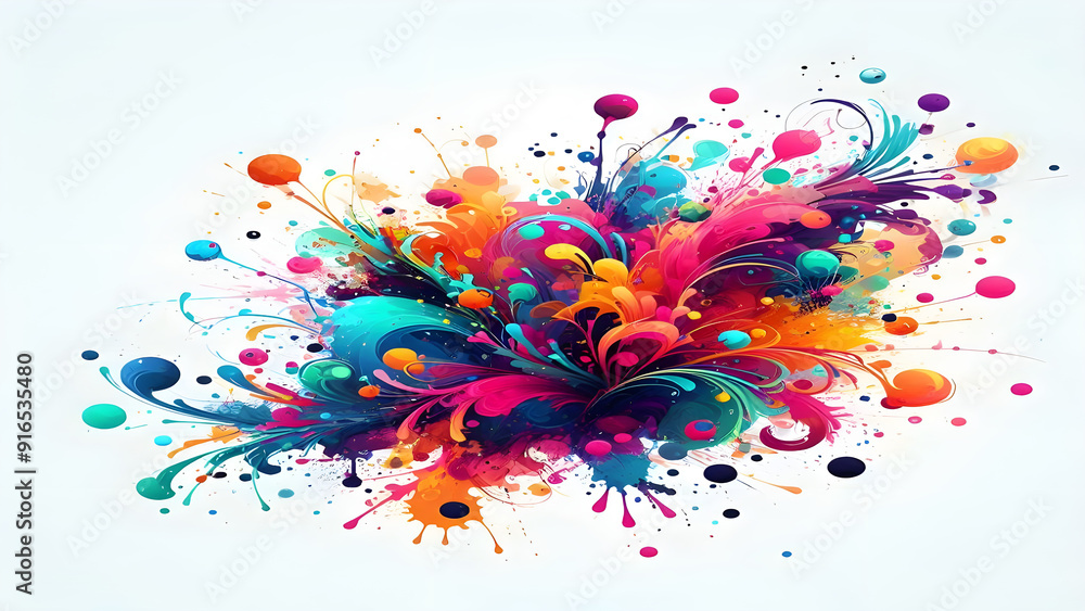 Fototapeta premium Colorful ink splatter splash spray brush abstract background